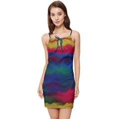 Watercolour-color-background Summer Tie Front Dress