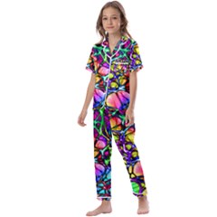 Network-nerves-nervous-system-line Kids  Satin Short Sleeve Pajamas Set by Ket1n9