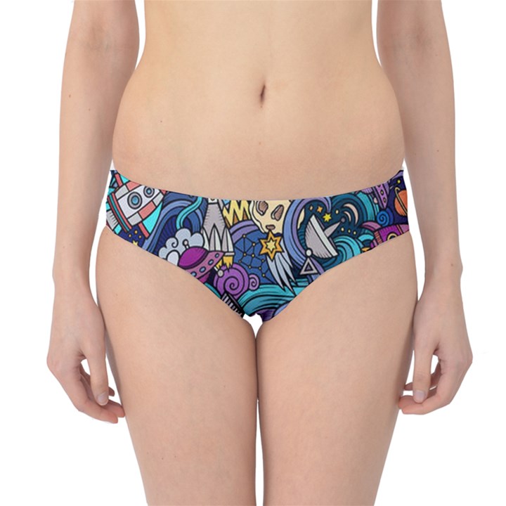 Cartoon-hand-drawn-doodles-on-the-subject-of-space-style-theme-seamless-pattern-vector-background Hipster Bikini Bottoms