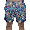 Cartoon-hand-drawn-doodles-on-the-subject-of-space-style-theme-seamless-pattern-vector-background Men s Shorts View1