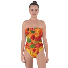 Leaves Texture Tie Back One Piece Swimsuit by Ket1n9