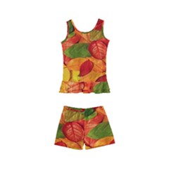 Leaves Texture Kids  Boyleg Swimsuit by Ket1n9