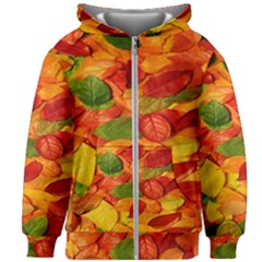 Leaves Texture Kids  Zipper Hoodie Without Drawstring by Ket1n9