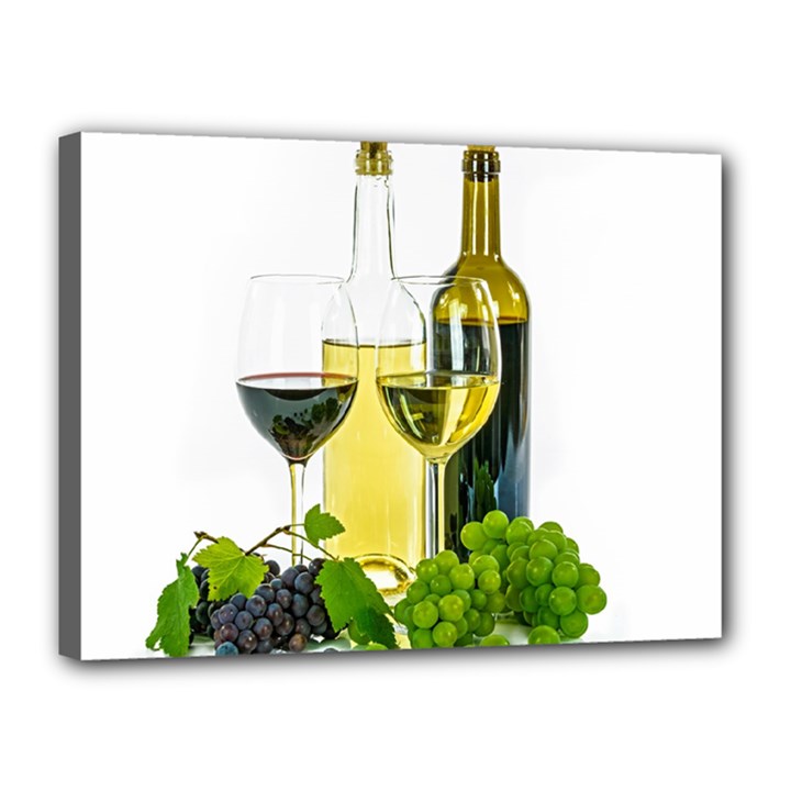 White-wine-red-wine-the-bottle Canvas 16  x 12  (Stretched)