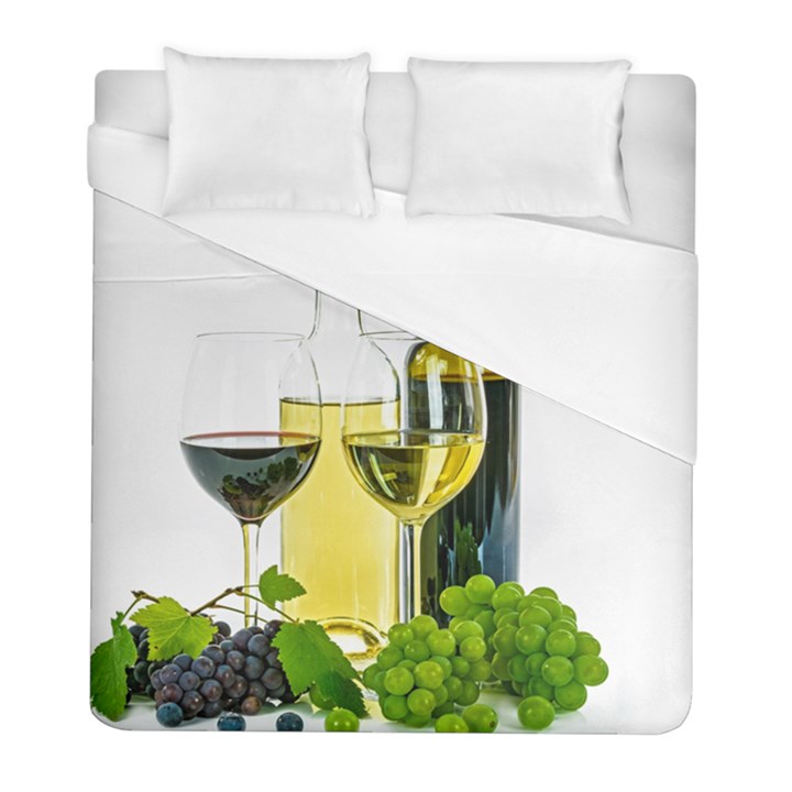 White-wine-red-wine-the-bottle Duvet Cover (Full/ Double Size)