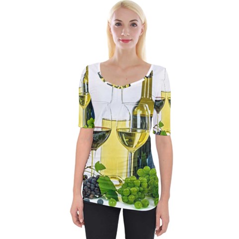 White-wine-red-wine-the-bottle Wide Neckline T-shirt by Ket1n9