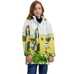 White-wine-red-wine-the-bottle Kids  Hooded Longline Puffer Jacket by Ket1n9