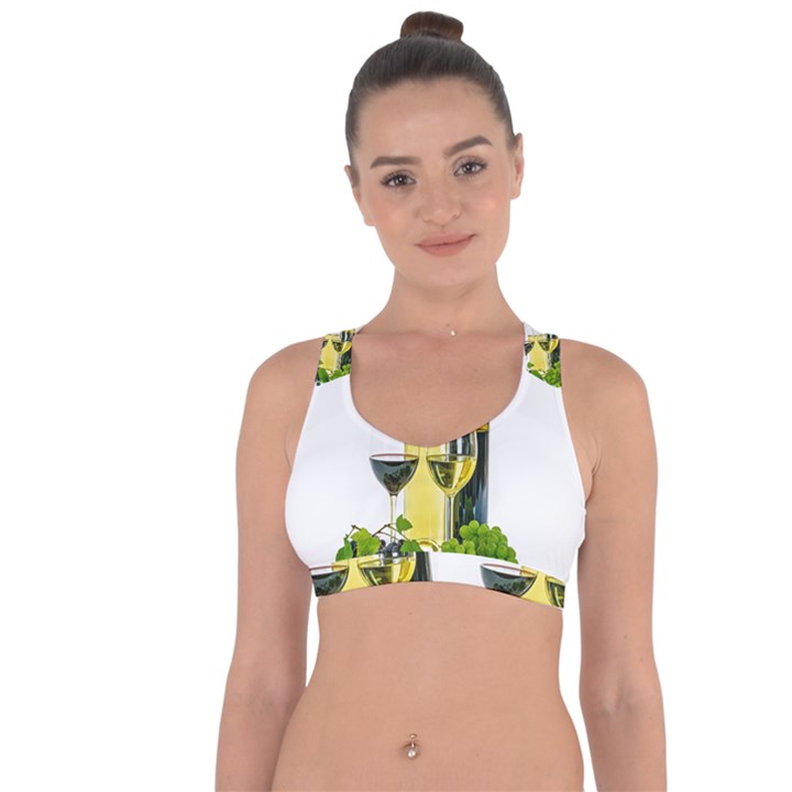 White-wine-red-wine-the-bottle Cross String Back Sports Bra