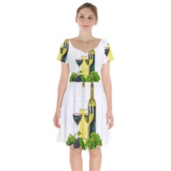 White-wine-red-wine-the-bottle Short Sleeve Bardot Dress by Ket1n9