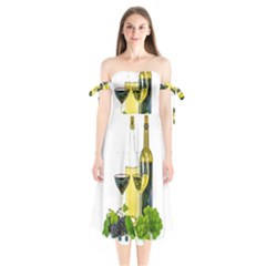 White-wine-red-wine-the-bottle Shoulder Tie Bardot Midi Dress by Ket1n9