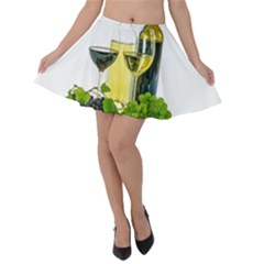 White-wine-red-wine-the-bottle Velvet Skater Skirt by Ket1n9