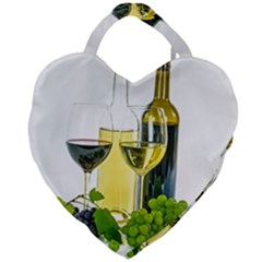 White-wine-red-wine-the-bottle Giant Heart Shaped Tote by Ket1n9