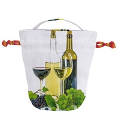 White-wine-red-wine-the-bottle Drawstring Bucket Bag by Ket1n9