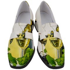 White-wine-red-wine-the-bottle Women s Chunky Heel Loafers by Ket1n9