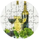 White-wine-red-wine-the-bottle Wooden Puzzle Round View1