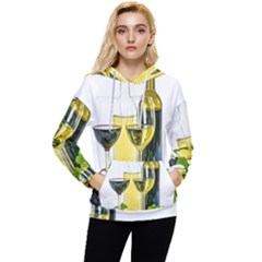 White-wine-red-wine-the-bottle Women s Lightweight Drawstring Hoodie by Ket1n9