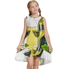 White-wine-red-wine-the-bottle Kids  Frill Swing Dress by Ket1n9