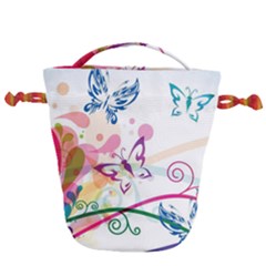 Butterfly Vector Art Drawstring Bucket Bag by Ket1n9