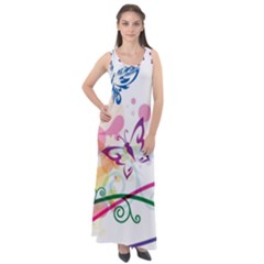 Butterfly Vector Art Sleeveless Velour Maxi Dress by Ket1n9