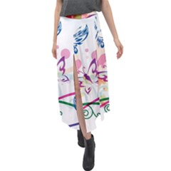 Butterfly Vector Art Velour Split Maxi Skirt by Ket1n9