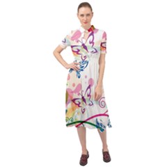 Butterfly Vector Art Keyhole Neckline Chiffon Dress by Ket1n9