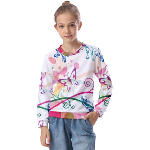 Butterfly Vector Art Kids  Long Sleeve T-shirt With Frill  by Ket1n9