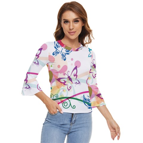 Butterfly Vector Art Bell Sleeve Top by Ket1n9