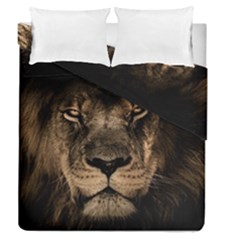 African-lion-mane-close-eyes Duvet Cover Double Side (queen Size) by Ket1n9