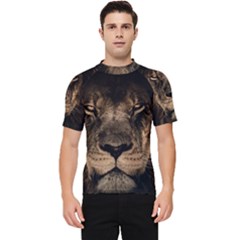 African-lion-mane-close-eyes Men s Short Sleeve Rash Guard by Ket1n9