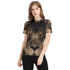 African-lion-mane-close-eyes Women s Short Sleeve Rash Guard by Ket1n9