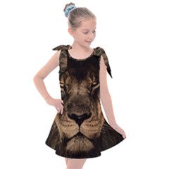 African-lion-mane-close-eyes Kids  Tie Up Tunic Dress by Ket1n9