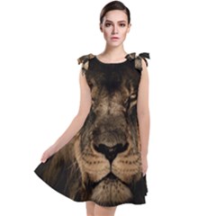 African-lion-mane-close-eyes Tie Up Tunic Dress by Ket1n9