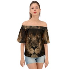 African-lion-mane-close-eyes Off Shoulder Short Sleeve Top by Ket1n9