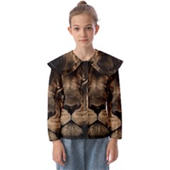 African-lion-mane-close-eyes Kids  Peter Pan Collar Blouse by Ket1n9