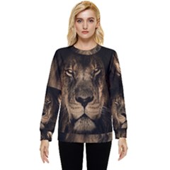 African-lion-mane-close-eyes Hidden Pocket Sweatshirt by Ket1n9