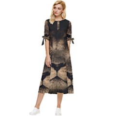 African-lion-mane-close-eyes Bow Sleeve Chiffon Midi Dress by Ket1n9