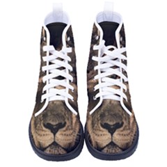 African-lion-mane-close-eyes Kid s High-top Canvas Sneakers by Ket1n9