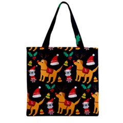 Funny Christmas Pattern Background Zipper Grocery Tote Bag by Ket1n9