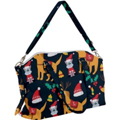 Funny Christmas Pattern Background Canvas Crossbody Bag by Ket1n9