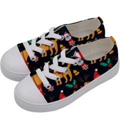 Funny Christmas Pattern Background Kids  Low Top Canvas Sneakers by Ket1n9