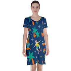 Colorful Funny Christmas Pattern Short Sleeve Nightdress by Ket1n9