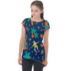 Colorful Funny Christmas Pattern Cap Sleeve High Low Top by Ket1n9