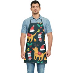 Funny Christmas Pattern Background Kitchen Apron by Ket1n9