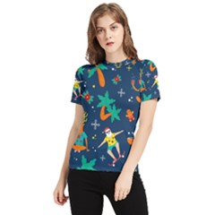 Colorful Funny Christmas Pattern Women s Short Sleeve Rash Guard by Ket1n9