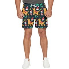 Funny Christmas Pattern Background Men s Runner Shorts