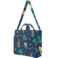 Colorful Funny Christmas Pattern Square Shoulder Tote Bag by Ket1n9