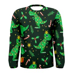 Christmas Funny Pattern Dinosaurs Men s Long Sleeve T-shirt by Ket1n9