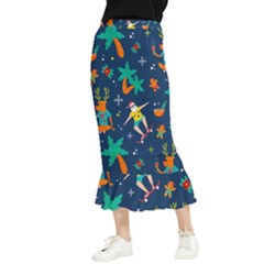 Colorful Funny Christmas Pattern Maxi Fishtail Chiffon Skirt