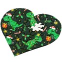 Christmas Funny Pattern Dinosaurs Wooden Puzzle Heart View2