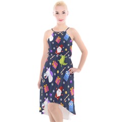 Colorful Funny Christmas Pattern High-low Halter Chiffon Dress  by Ket1n9